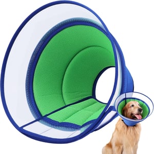 ICOYEA Meka Zaštitna Ogrlica za Pse - Podesiva Elizabetanska Ogrlica Protiv Lizanja, Prozračni Materijal, Plava, Veličina 8 (49,5-55,9 cm)