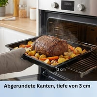 ICQN Súprava roštu na pečenie a smaltovaného plechu 460x370x30 mm, pre rúry Beko, Bosch, Grundig a Samsung, chrómovaný rošt 4