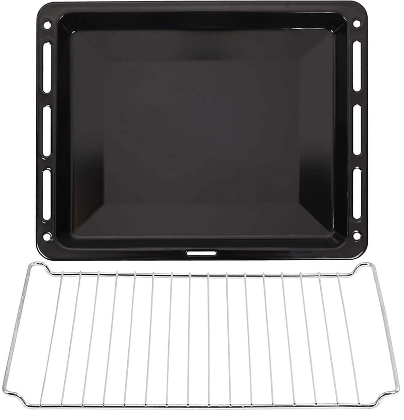 ICQN Súprava roštu na pečenie a smaltovaného plechu 460x370x30 mm, pre rúry Beko, Bosch, Grundig a Samsung, chrómovaný rošt