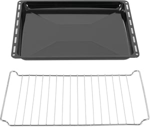 Sada smaltovaného plechu na pečenie + rošt ICQN, 44,5 × 37,5 × 3,5 cm – kompatibilné s Whirlpool/Bauknecht/Candy