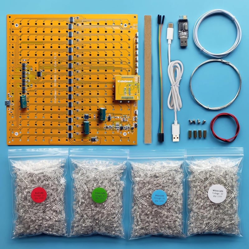 iCubeSmart 3D16MINI LED Kocka Világító Elektronikai Készlet - 16x16x16 LED Fénykocka, Oktató Játék Gyerekeknek, Programozható Elektronikai T