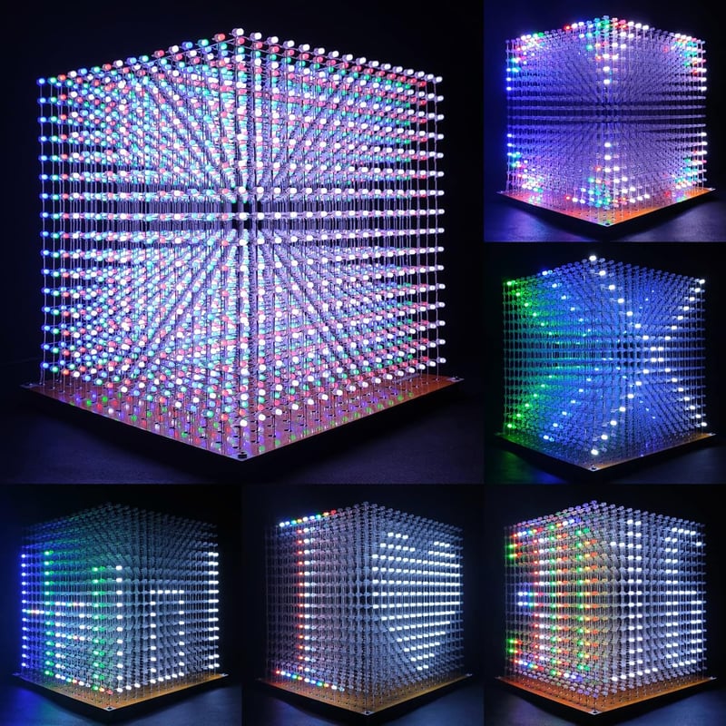 iCubeSmart 3D16MINI LED Kocka Világító Elektronikai Készlet - 16x16x16 LED Fénykocka, Oktató Játék Gyerekeknek, Programozható Elektronikai T