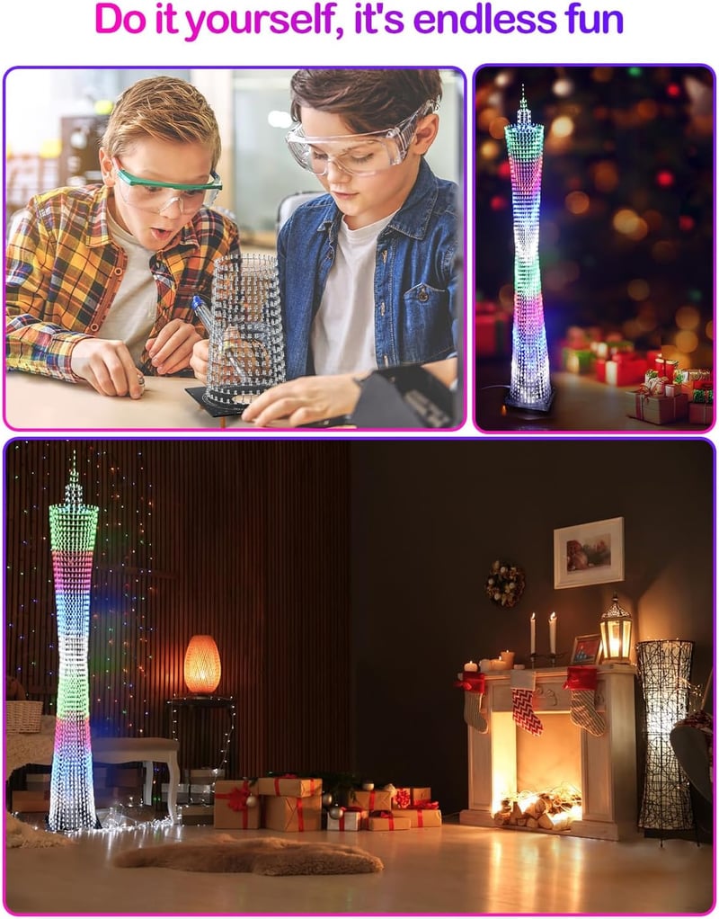iCubeSmart LED Kocka Modell DIY Elektronikai Készlet, 64 LED Körrel, 1 Méter Magas