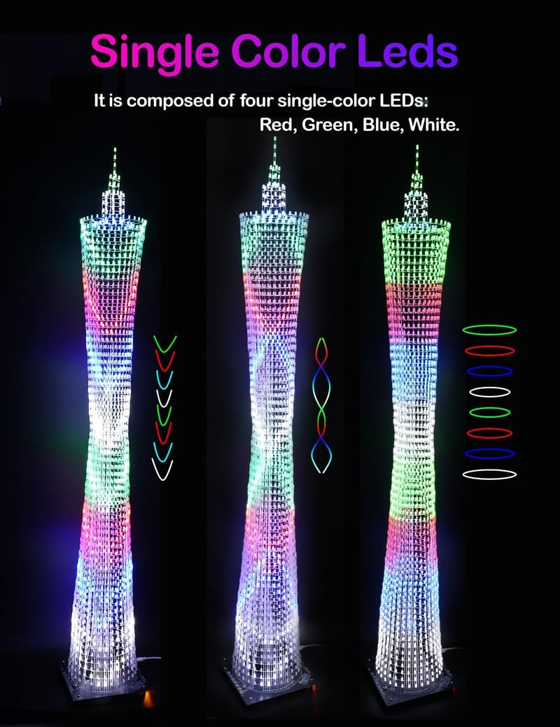 iCubeSmart LED Kocka Modell DIY Elektronikai Készlet, 64 LED Körrel, 1 Méter Magas