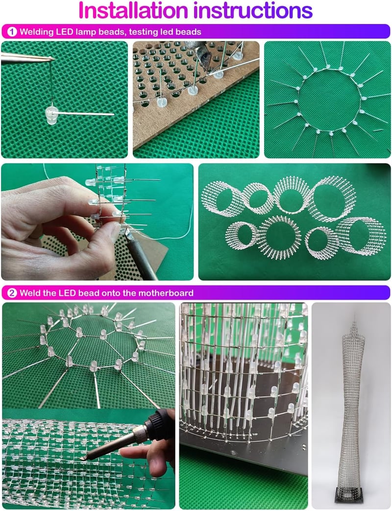 iCubeSmart LED Kocka Modell DIY Elektronikai Készlet, 64 LED Körrel, 1 Méter Magas