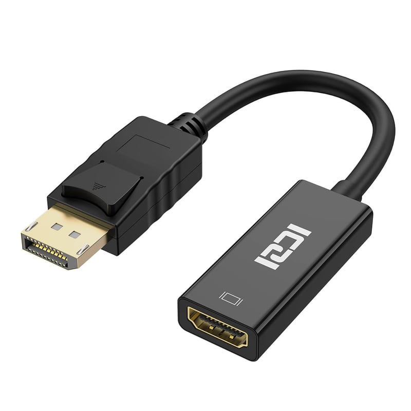 Adaptér ICZI DisplayPort na HDMI 4K – DP konektor (samec) na HDMI konektor (samica), pozlátený, pre TV, monitor a projektor