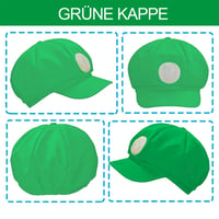 Kostýmová súprava Mario a Luigi iDattel – čiapka, sukňa, ponožky, rukavice, fúzy, žlté gombíky – doplnky na cosplay a karneval pre dospelých a deti 4