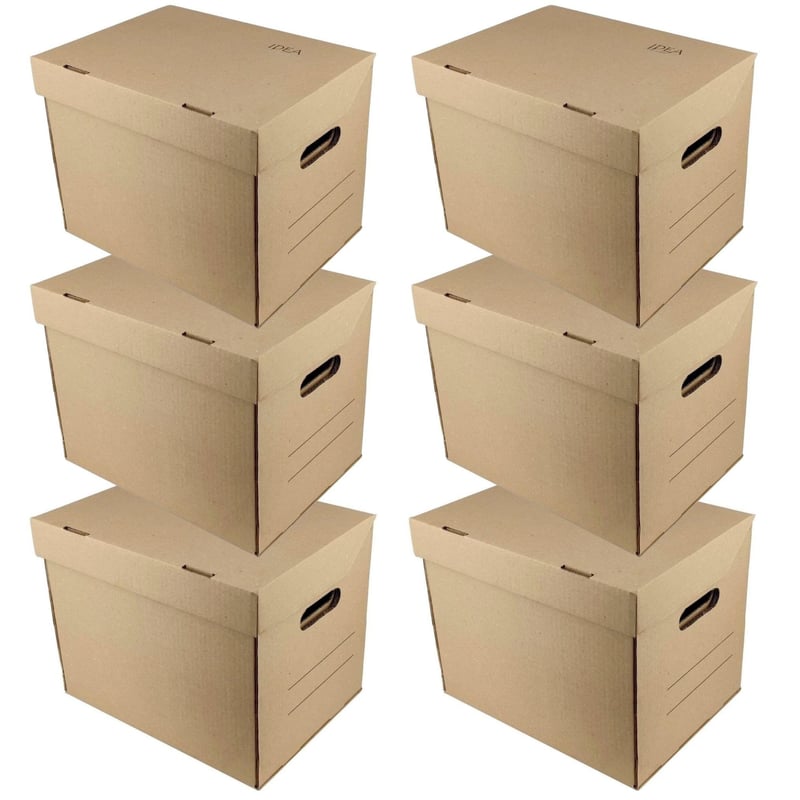 IDEA HOME STORE IDEA Arhivska kutija A4 kartonska kutija za pohranu s poklopcem, registrator, kutija za selidbu, set od 6 komada