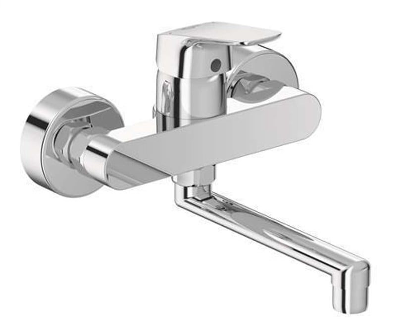 Ideal Standard Ceraflex zidna kuhinjska miješalica, s izljevom od 200 mm, kromirana, rotirajuća, S-priključci, sa sustavom za uštedu vode, 38 mm.