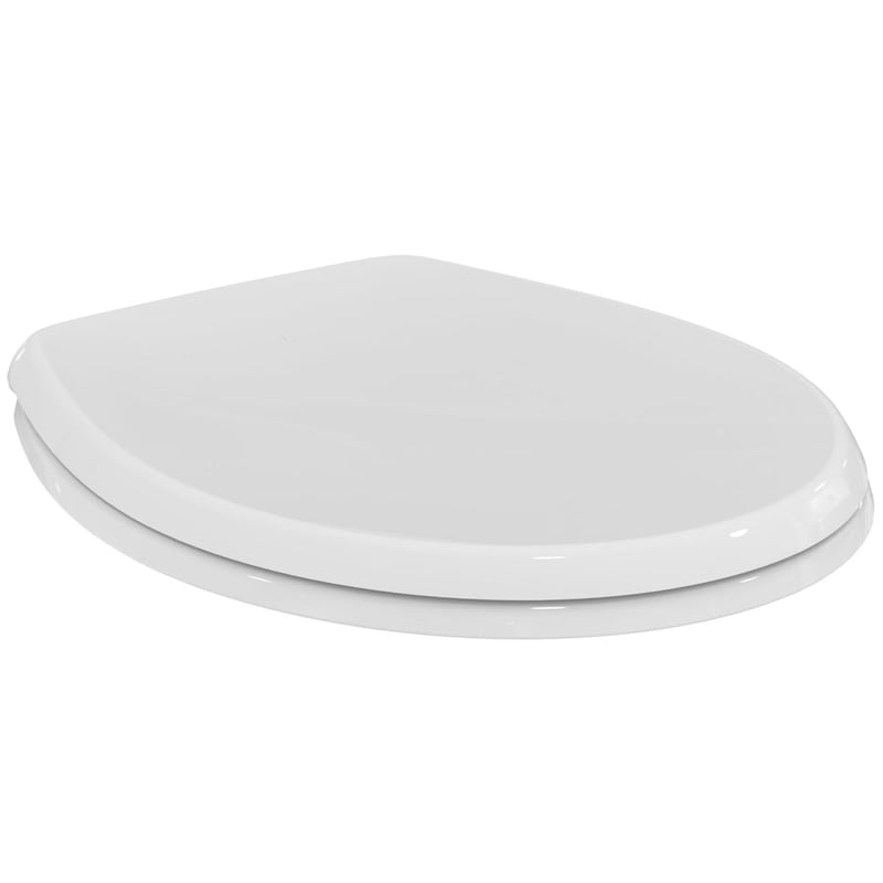 WC sedadlo Ideal Standard Eurovit, univerzálne oválne, močovina (UREA), chrómované pánty, biela, W302601