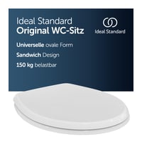 WC sedadlo Ideal Standard Eurovit, univerzálne oválne, močovina (UREA), chrómované pánty, biela, W302601 2