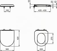 WC doska Ideal Standard Exacto Wrapover, tvar D – biela (alpská biela) 5