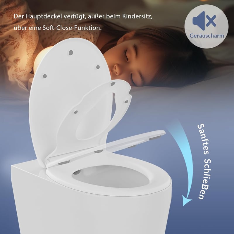 IDEALHOUSE WC ülőke gyermek ülőkével, soft-close, gyorskioldás, fehér, O alakú