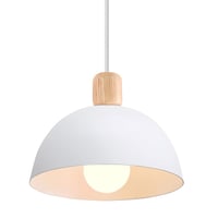 iDEGU retro viseća svjetiljka E27, polukružni dizajn od metala i drva, stropna svjetiljka za spavaću sobu, blagovaonicu i kuhinju, bijela, promjer 20 cm 1