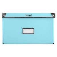 Idena 11009 Úložný box z pevného kartónu, s vekom s kovovými rohmi, tyrkysový, s popisovateľným poľom, 35x28x17 cm, na organizáciu domácnosti a kancelárie 3
