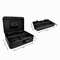 Casetă de bani Idena 50118 cu cifru din 3 cifre, oțel negru, 25 x 18 x 9 cm, cu compartiment pentru monede 5