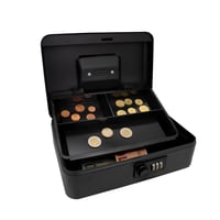Casetă de bani Idena 50118 cu cifru din 3 cifre, oțel negru, 25 x 18 x 9 cm, cu compartiment pentru monede 6