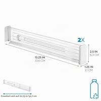 iDesign organizator ladica, prilagodljivi plastični razdjelnik za kuhinjske ladice, set od 2 komada za duboke ladice, prozirni 2