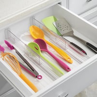 iDesign organizator ladica, prilagodljivi plastični razdjelnik za kuhinjske ladice, set od 2 komada za duboke ladice, prozirni 6