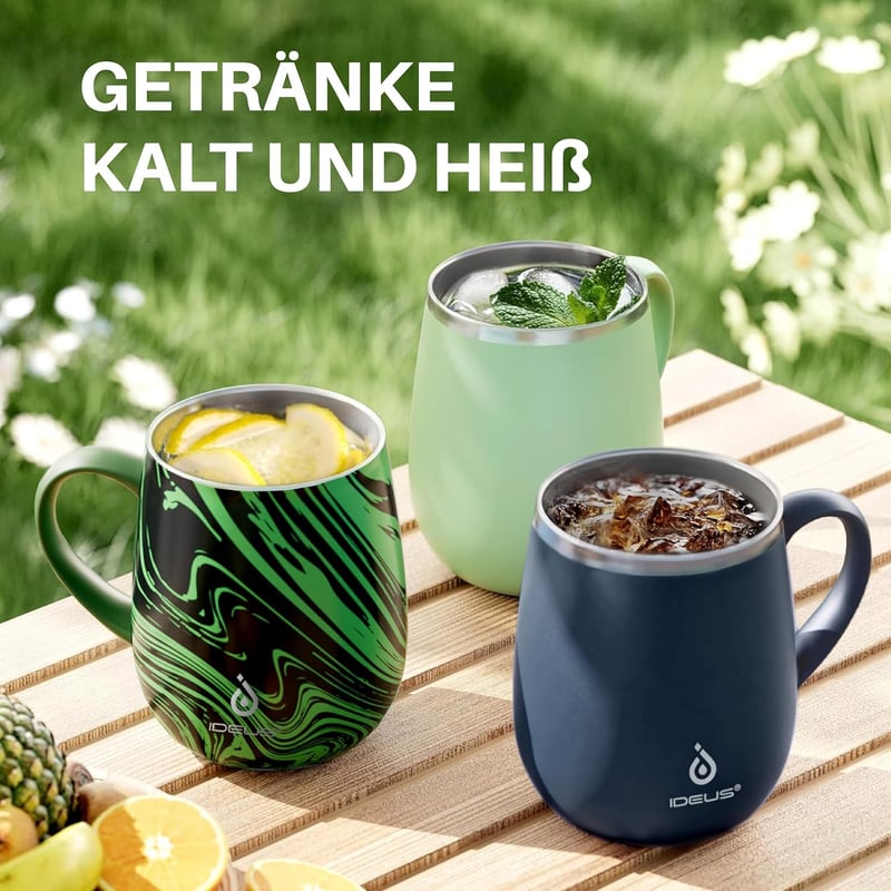 Ideus 470ml Duplafalú Vákuum Termosz Bögre Zöld