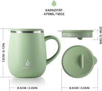 Ideus 470ml Duplafalú Vákuum Termosz Bögre Zöld 5