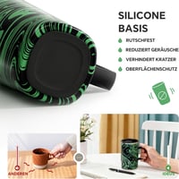 Ideus Duplafalú Termobögre 16oz (470ml) - Rozsdamentes Acél Kávés Pohár Csúszásgátló Fogantyúval és Tolható Fedéllel - Zöld Zebra 5