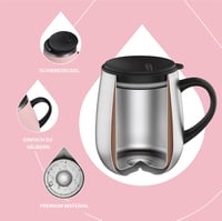Ideus Termosz Bögre 470ml - Dupla Falú Rozsdamentes Acél Kávés Pohár Csúszásmentes Fogantyúval és Tolható Fedéllel, Hideg-Meleg Italokhoz (V 3