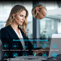 iDIGMALL Bluetooth 5.2 slúchadlá s mikrofónom s potlačením hluku CVC8.0, bezdrôtová stereofónna náhlavná súprava s otvorenou konštrukciou, matná čierna (G2), na kancelárske a športové účely 2