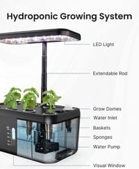 iDOO Hidroponikus Kertrendszer 8 Poddal, LED Növénylámpa, Automatikus Időzítő, Magasságállítható 7