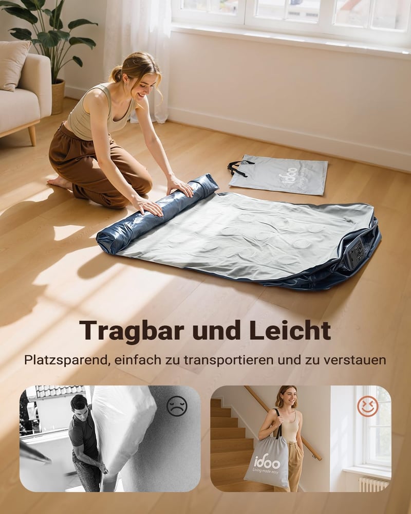 iDOO Önfelfújó Légágy 1 Személyes, (99 x 188 cm) Integrált Pumpával Camping Vendégágy