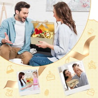 Idota magnetska poklon kutija s poklopcem, 33x25x12,5 cm, zlatna, s mašnom, rafijom, čestitkom i svjetlom, za vjenčanja i rođendane, veličina L 7
