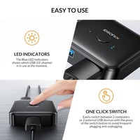 iDsonix USB 3.0 Switch - Kétirányú KVM Kapcsoló 2 PC Között - Nyomtató, Billentyűzet, Egér Megosztó - 5 Gbps Adatátvitel - Plug and Play 5