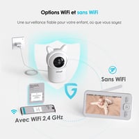 Detská pestúnka ieGeek 1080P s 5-palcovým displejom, 360° PTZ otáčaním, automatickým sledovaním, nočným videním a pripojením k smartfónu, biela 6