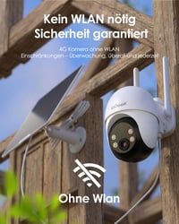 Vonkajšia bezpečnostná kamera ieGeek 4G so SIM kartou bez WiFi, nepretržité nahrávanie 24/7, 2K 3MP, 360° PTZ, 10000 mAh, 5W solárny panel, nočné videnie, biela 2