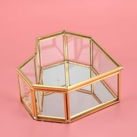 Iegefirm Szív Alakú Arany Üveg Ékszertartó Doboz Gyűrűtartó Esküvői Dekoráció Geometrikus Dizájn 19x17cm 4
