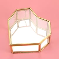 Iegefirm Szív Alakú Arany Üveg Ékszertartó Doboz Gyűrűtartó Esküvői Dekoráció Geometrikus Dizájn 19x17cm 5