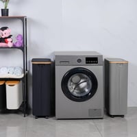 iEGrow 75L Szürke Mosóskosár Kerekekkel, Kivehető Mosható Belső Zsákkal és Fedéllel 6