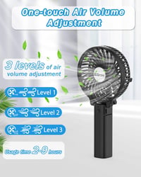 iEGrow HF308 Mini Kézi Ventilátor Fekete Akkumulátoros 3