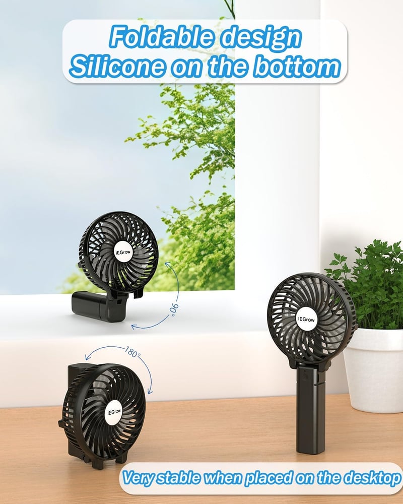 iEGrow HF308 Mini Kézi Ventilátor Fekete Akkumulátoros
