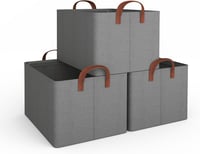 iEGrow Oxford szürke összecsukható tároló doboz 3 db fogantyúval ruhához 41 x 32 x 23 cm lakás háló fürdőszoba 1