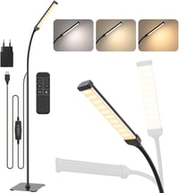 LED stojanová lampa iFalarila, 120 LED, 10W s diaľkovým ovládaním, 3 farebné režimy 3000K-6000K, 10 úrovní jasu, husí krk, do obývačky, spálne, kancelárie, čierna 1