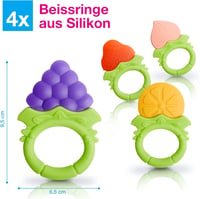 ifancy Gyümölcs Alakú Rágóka Babáknak - Higiénikus Szilikon Fogzássegítő Játék - BPA-mentes Színes Harapójáték Fogfájás Enyhítésére - 4 db-o 2