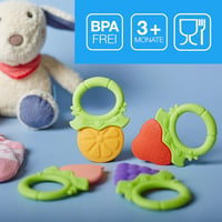 ifancy Gyümölcs Alakú Rágóka Babáknak - Higiénikus Szilikon Fogzássegítő Játék - BPA-mentes Színes Harapójáték Fogfájás Enyhítésére - 4 db-o 3