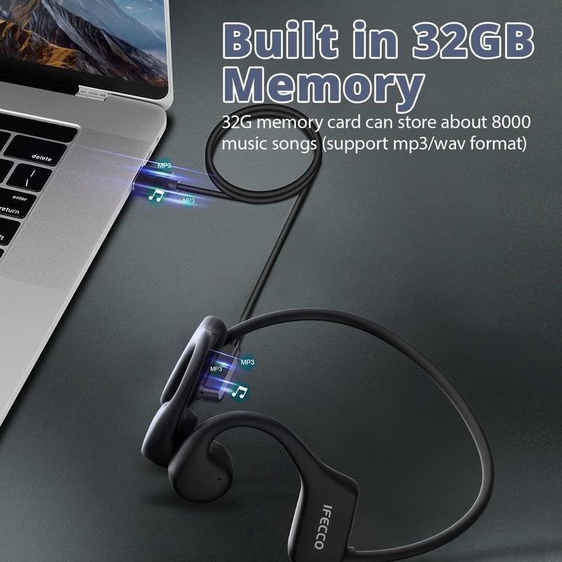 IFECCO Bone Sound IP68 Vízálló Úszó Fülhallgató Bluetooth 5.3 32GB MP3
