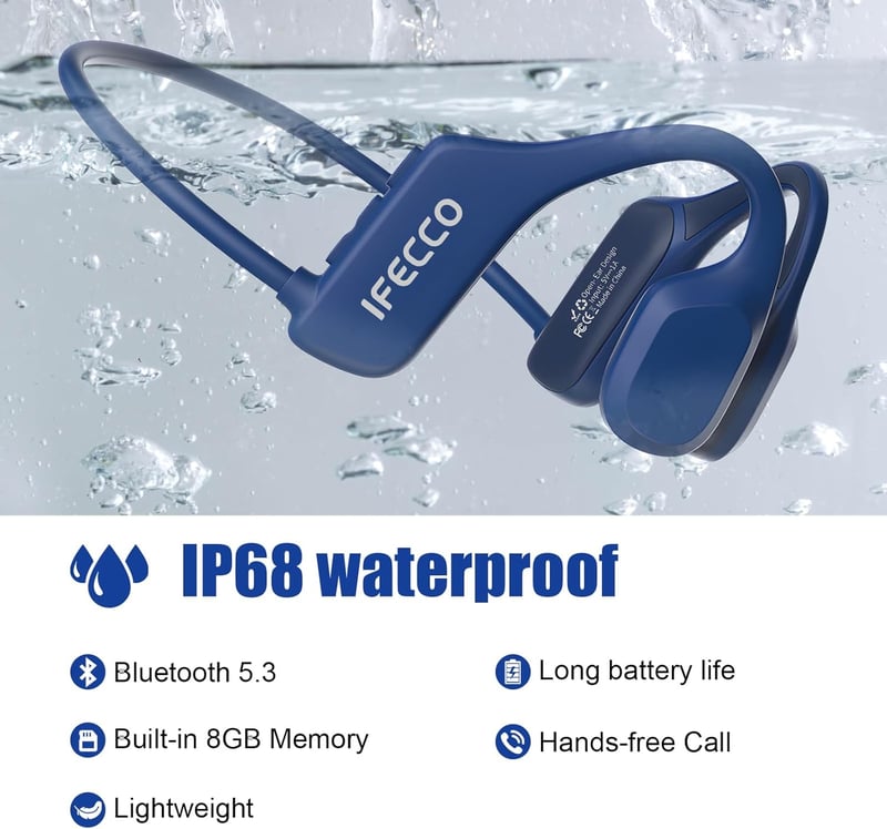 IFECCO IP68 Vízálló Csontvezetéses Bluetooth Fülhallgató MP3 Úszáshoz