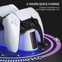 ifollower PS5 kontroller töltőállomás állítható RGB világítással, 2 órás gyorstöltés 2
