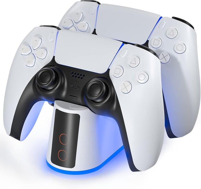 ifollower PS5 kontroller töltőállomás állítható RGB világítással, 2 órás gyorstöltés