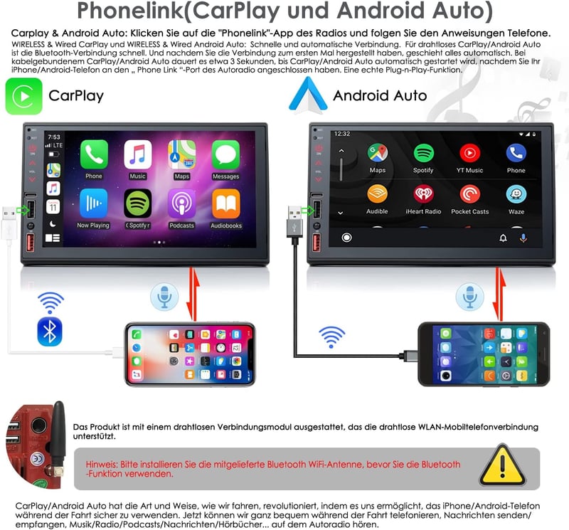 iFreGo 7" 2 DIN Autórádió Apple CarPlay és Android Támogatással - Bluetooth 5.1, Érintőképernyő, 7 Színű Háttérvilágítás, Telefon Csatlakozá