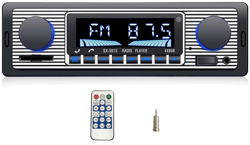 iFreGo Autoradio s Bluetooth Handsfree Funkcijom - 1 DIN, 7 Boja Pozadinskog Osvjetljenja, SD/TF/MP3/AUX, FM/AM, Brzo Punjenje, 4x60W, S Držačem za Telefon