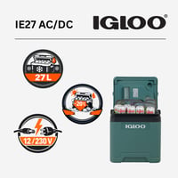 Elektrická chladiaca taška Igloo IE27 27 l, 12 V a 230 V, mini autochladnička na kempovanie, čln a festivaly, prenosná, s úložným priestorom na kábel 3